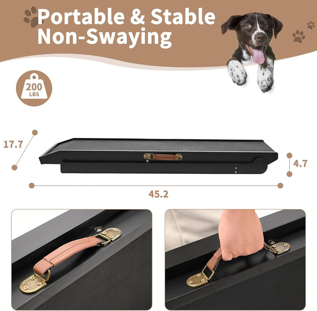 Folding Dog Ramp for Bed, Couch, SUV, Adjustable Height, 200 lbs Capacity Z76504