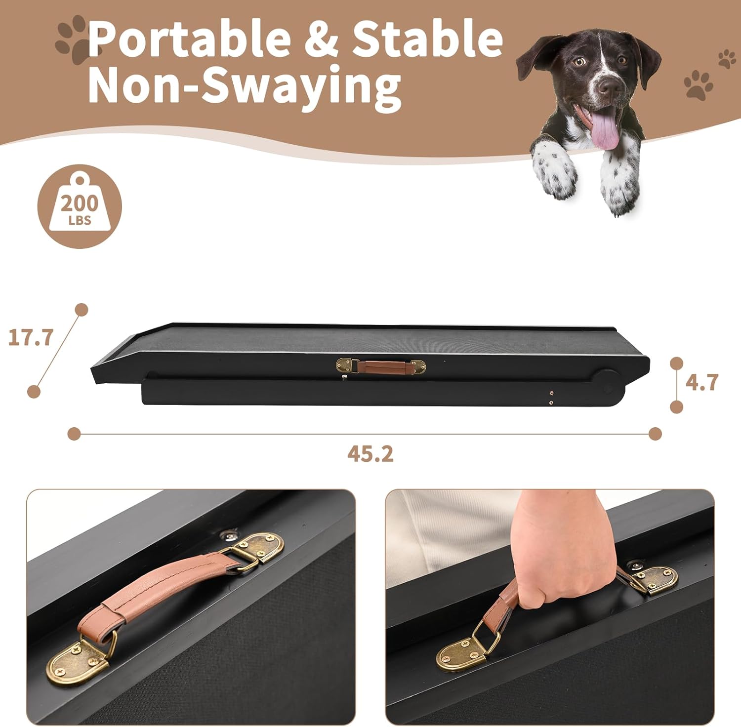 Folding Dog Ramp for Bed, Couch, SUV, Adjustable Height, 200 lbs Capacity Z76504