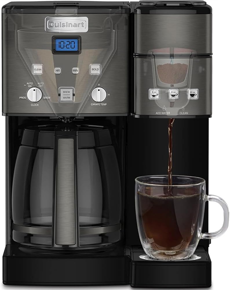 Coffee Maker 12 Cup with 3 Single-Size Brewers, Black/Stainless Steel J107119