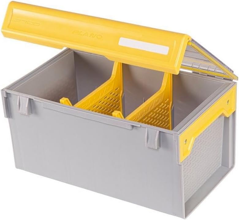 Plastic Tackle Utility Box, Clear and Yellow, Rust-Resistant, Waterproof S649