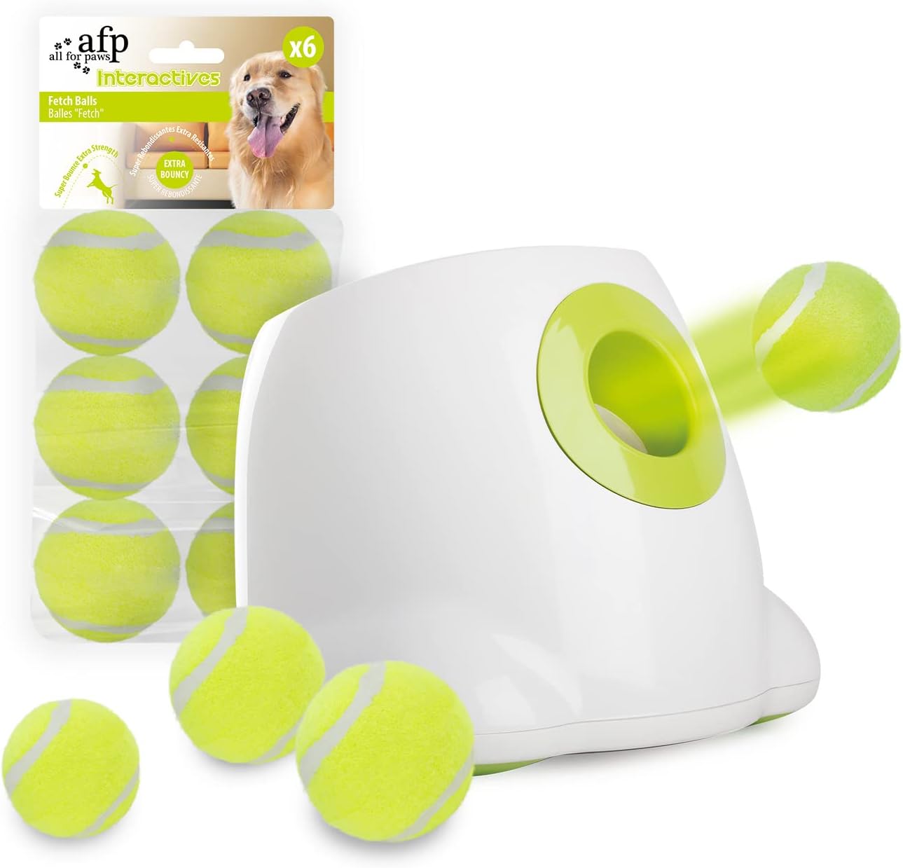 ALL FOR PAWS Dog Ball Launcher Automatic,Automatic Ball Launcher for Dogs,Maxi Ball Thrower for Dogs,Dog Toys Interactive,includes 9pcs Tennis Balls for Dogs