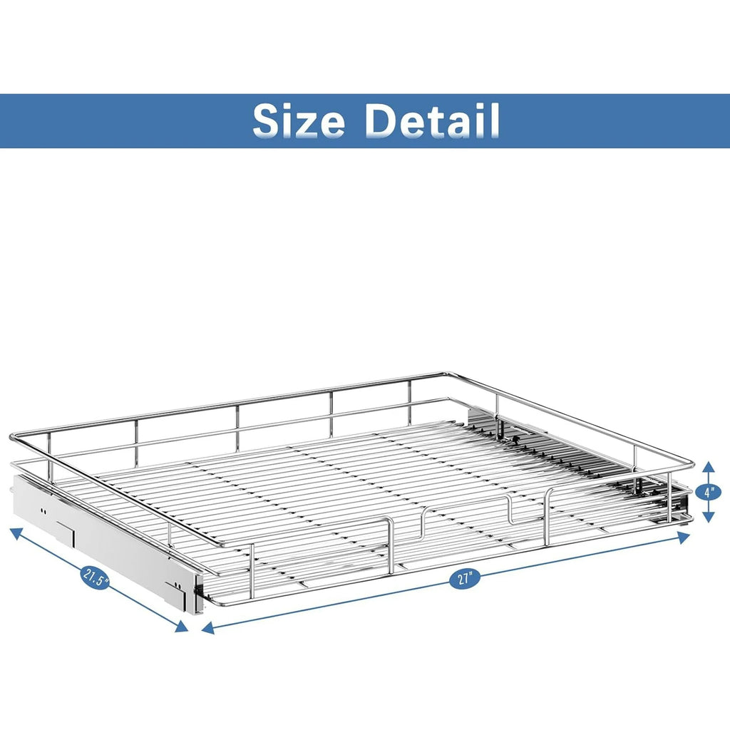 Pull Out Cabinet Organizer 27W x 21½D, Heavy Duty Slide Out Shelves E42701