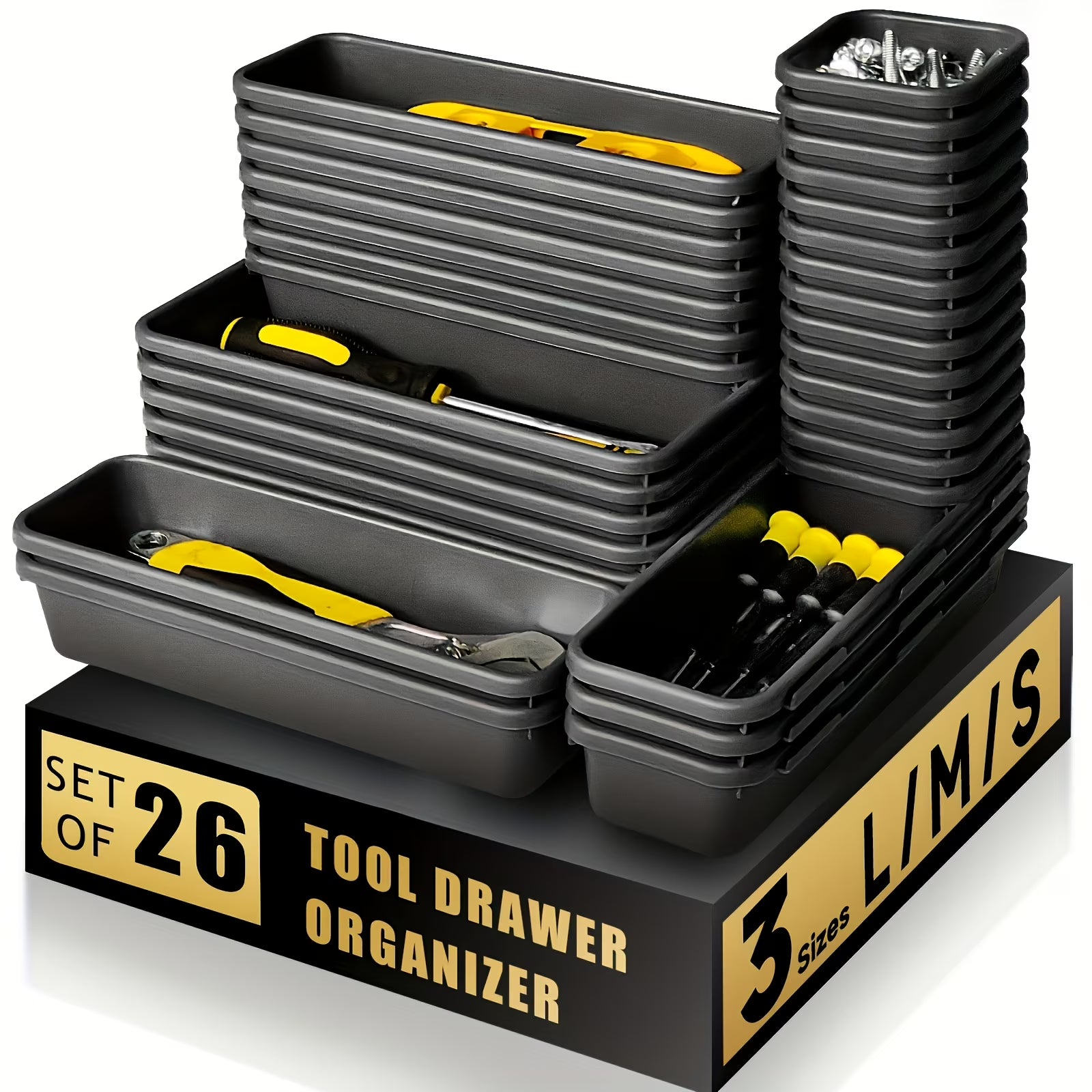 Tool Box Organizer Tray Divider Set, Desk Drawer Organizer, Garage Organization And Storage Toolbox for Rolling Tool Chest Cart Cabinet WorkBench Parts
