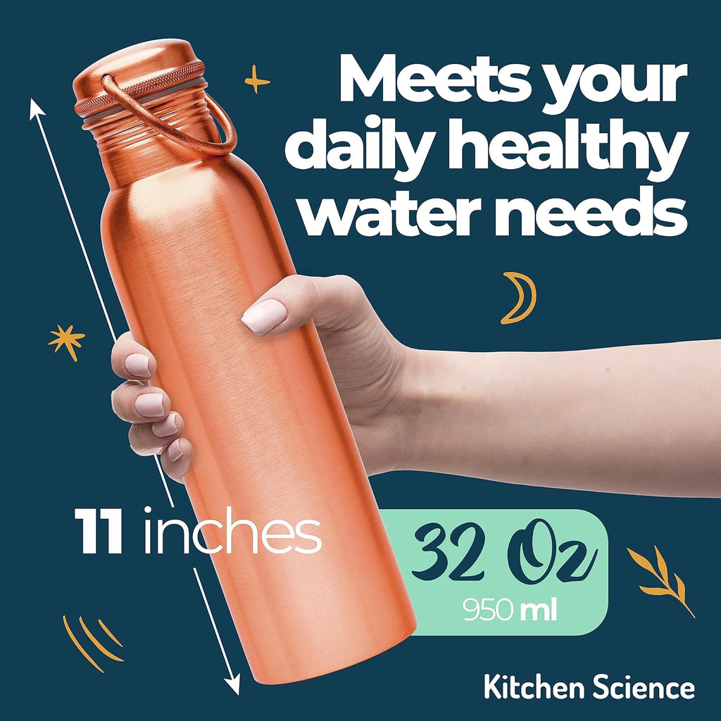 Copper Water Bottle 34 oz with Carrying Canvas Bag A36852