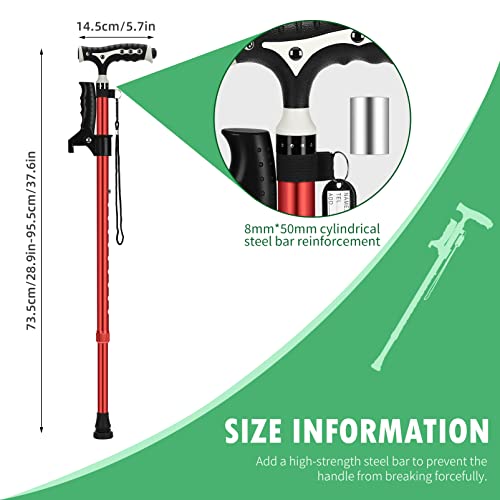 Heavy Duty Adjustable Aluminum Walking Cane with LED for Seniors C7734