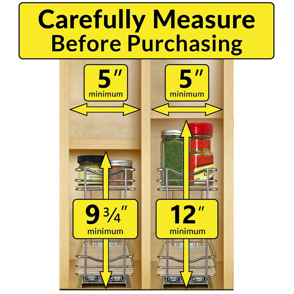 Spice Rack Organizer for Kitchen Cabinets, 2 Tier Sliding Drawer Shelf, Brown Q9403