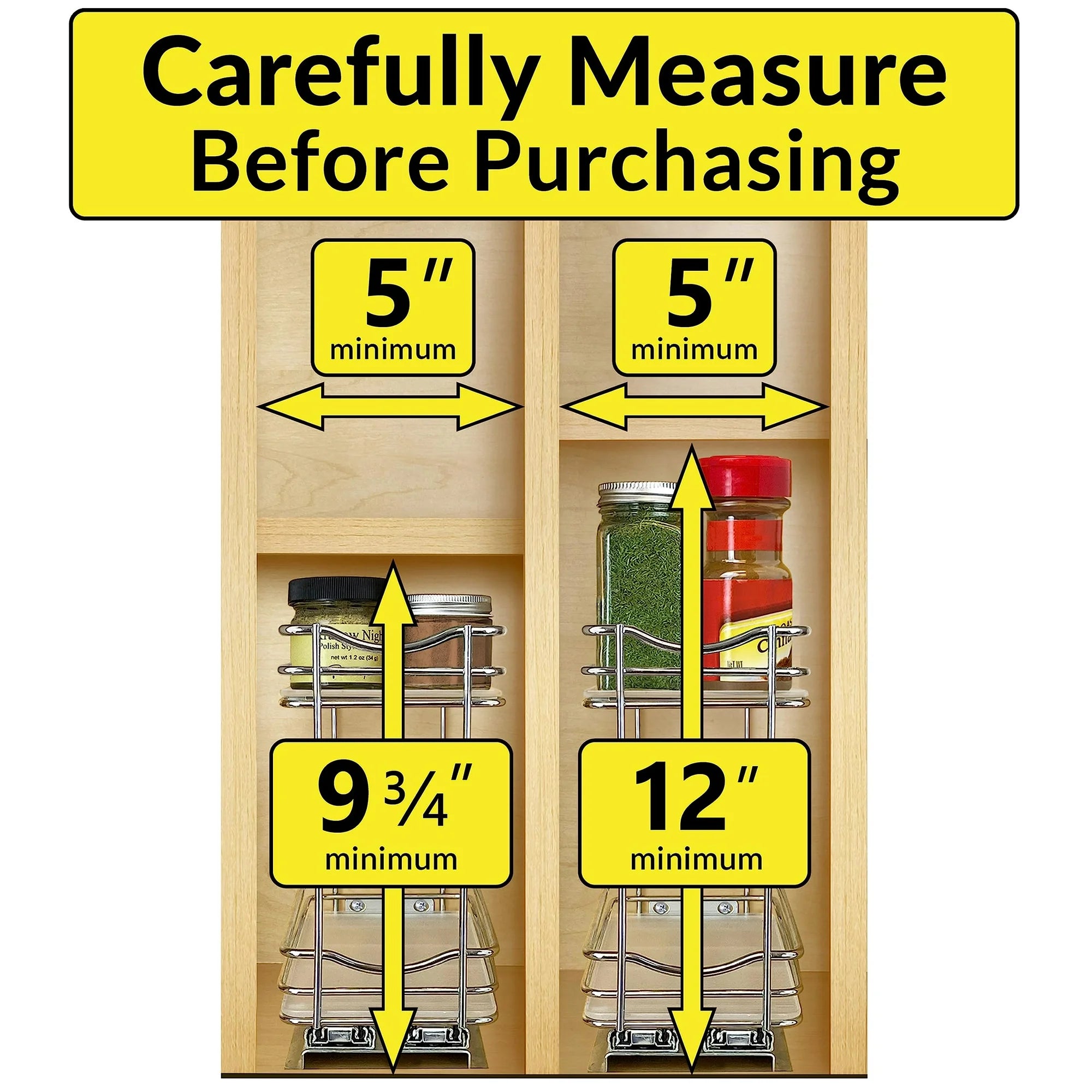Spice Rack Organizer for Kitchen Cabinets, 2 Tier Sliding Drawer Shelf, Brown Q9403