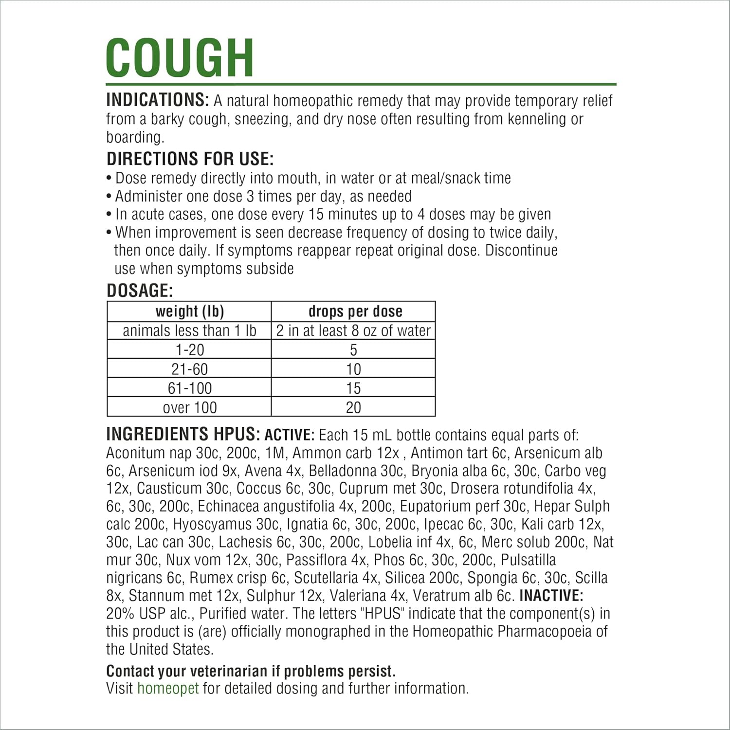 Cough Relief for Dogs, Cats, and Small Pets, 15 ml B61521