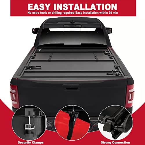 Tri-fold Truck Bed Tonneau Cover for 2009-2024 Dodge Ram 1500, 5.7 ft Fleetside Bed M6413