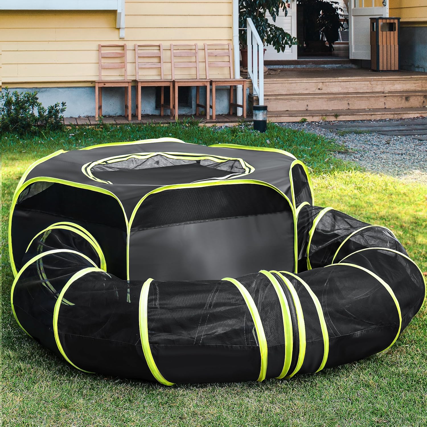 Outdoor Cat Enclosures Playground, Cat Tent with Claw Proof Tunnel and Floor, Outdoor Cat Tunnel with Storage Bag, Outside Cat House for Indoor Cats, Portable Enclosed Safe Playpen for Cats