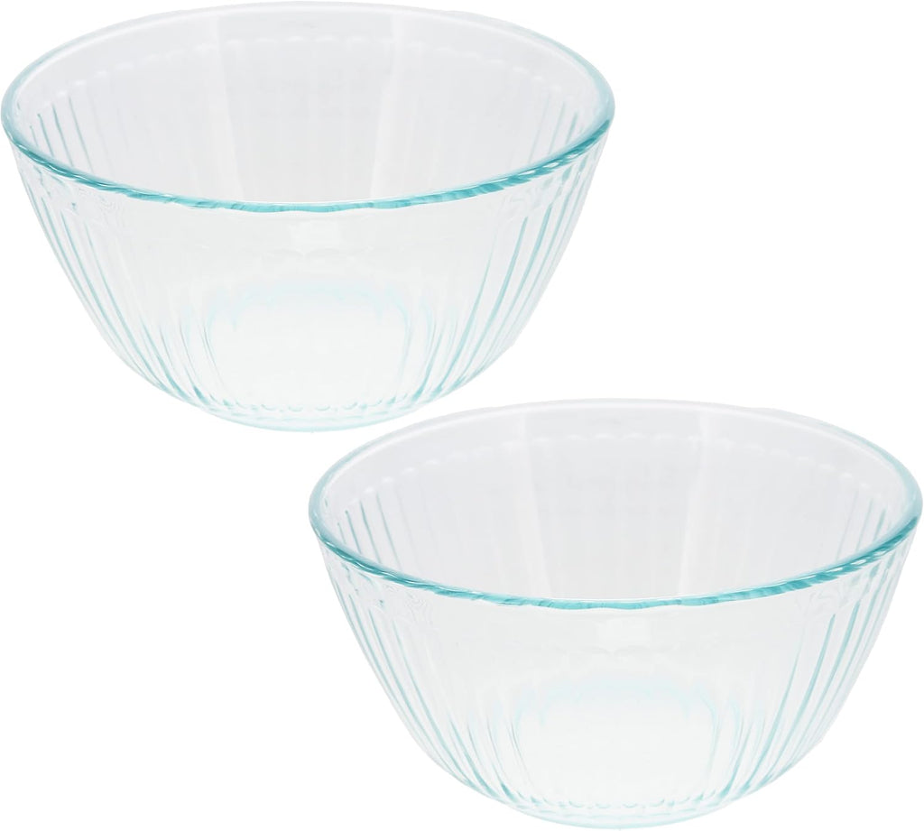 Pyrex 7402 6-Cup Sculpted Glass Mixing Bowls (2-Pack)