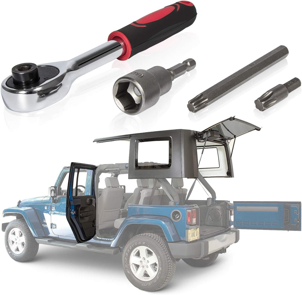 E-cowlboy Hard Top and Door Removal Torx Set Tool Kit for 2007-2024 Jeep Wrangler JK JKU JL JLU Sports Sahara Freedom Rubicon Unlimited Gladiator JT 2-Door & 4-Door Replace 68361574AB 82214166AB
