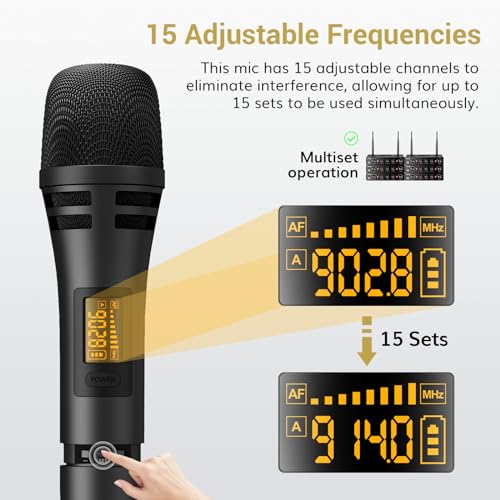 Wireless Microphone System with Receiver for Karaoke and Singing Y613740