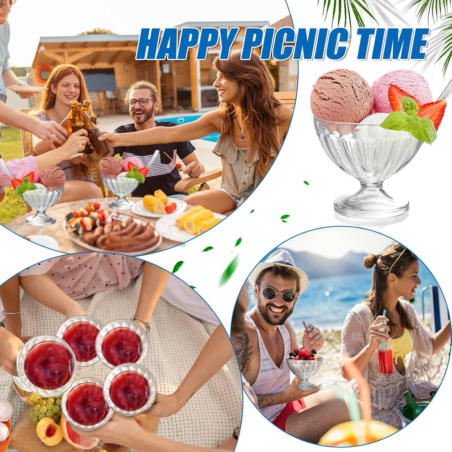 8 oz Clear Plastic Dessert Cups with Lids for Sundae and Parfait Y70543