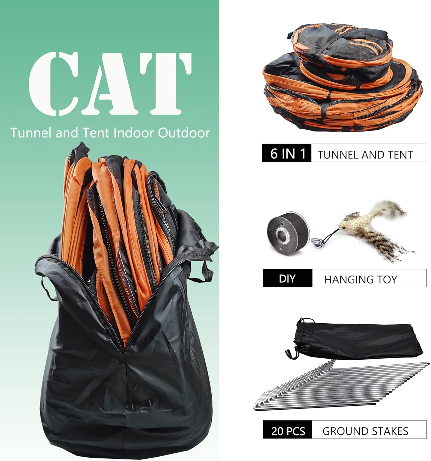 Outdoor Cat Enclosure Tent with Tunnel, Indoor/Outdoor Cat Playpen L74180