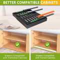 2 Pack 16.5Deep Pull out Cabinet Organizers, Expandable Slide out Drawers,  Shelves Fixed with Adhesive Nano Film Compatible Framed Cabinets for Kitchen Pantry Adjustable Width 12.6-20.5Black