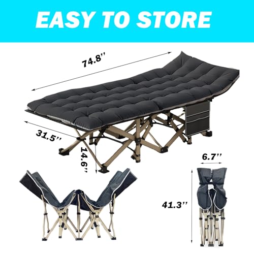 Folding Camping Cot with Pad, Heavy Duty Oxford, Carry Bag Included W4213