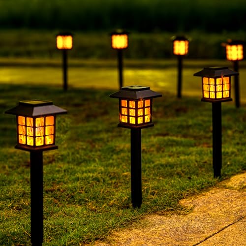 Solar Lights for Outside, 8 Pack Flickering Flame LED, Waterproof Garden Lights P21058