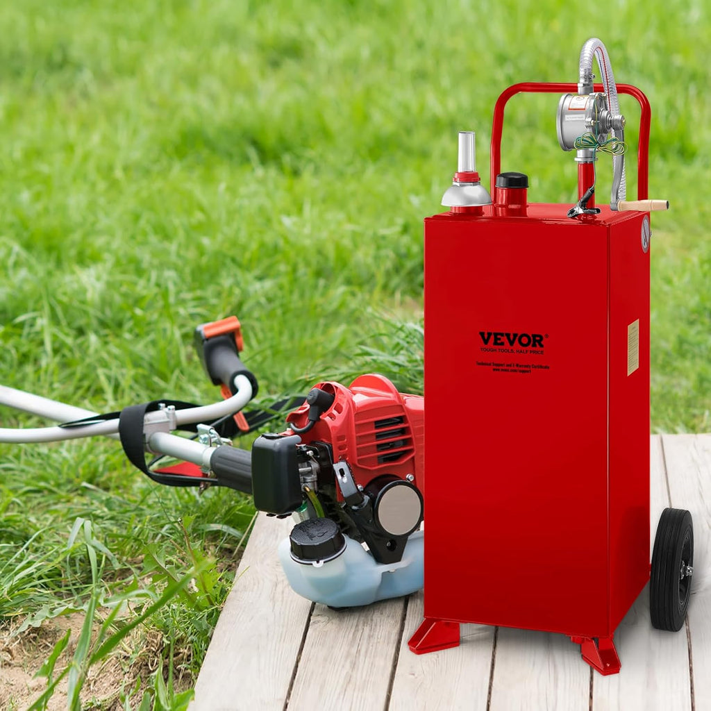 30 Gallon Portable Gas Caddy with Wheels and Manual Transfer Pump L76285