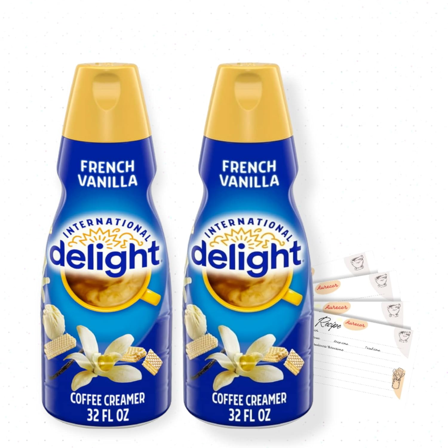 Recipe Card Bundle with Coffee Creamer, French Vanilla, 2 Pack 32 oz, Non-dairy A333379