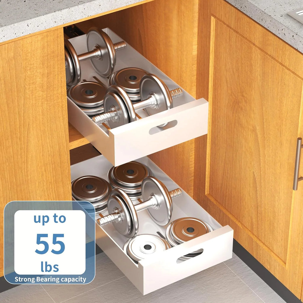 Pull Out Cabinet Organizer Adhesive, 10-Inch Wide Carbon Steel Roll-Out Drawers H859882