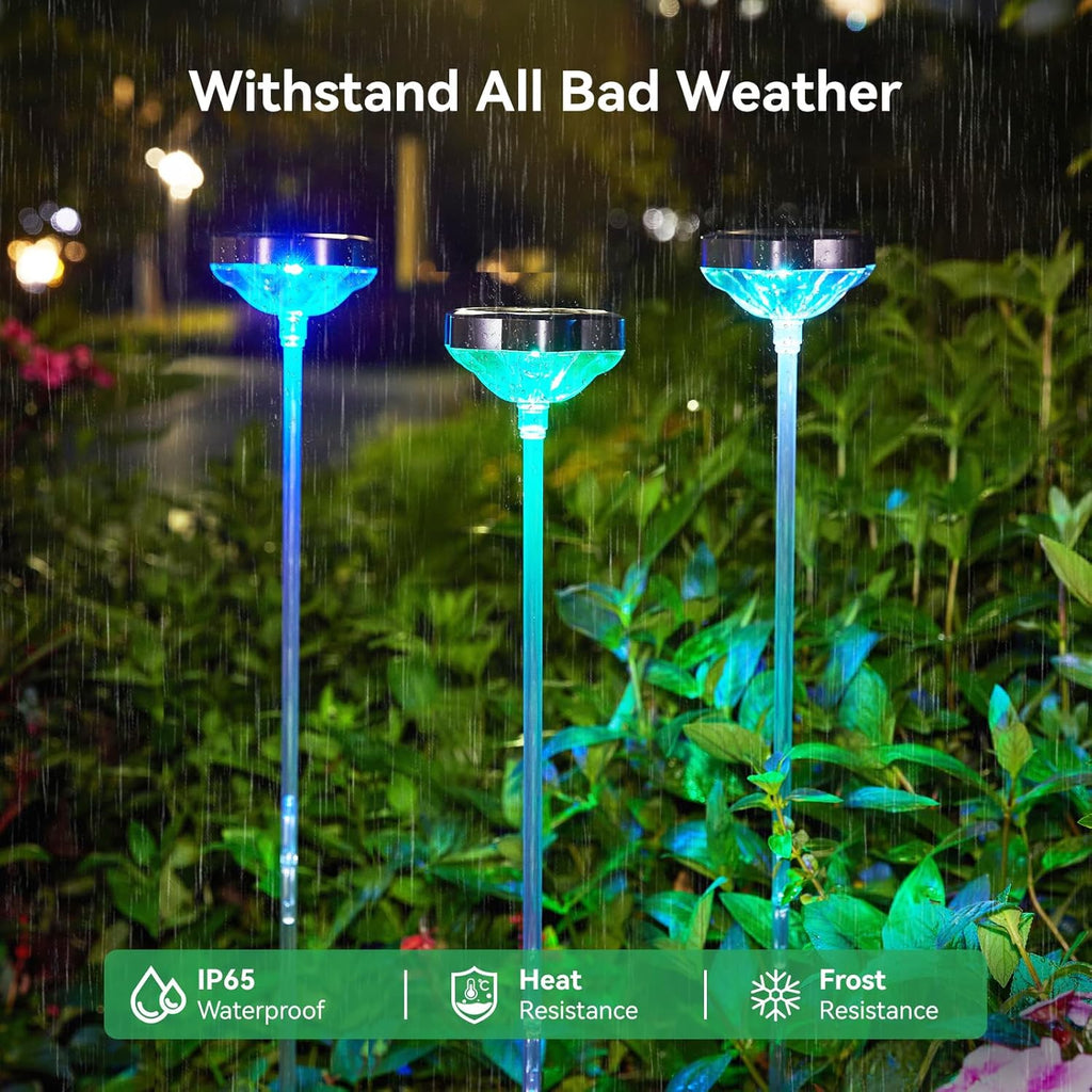 Solar Pathway Lights Outdoor, 6 Pack Color Changing Warm White, IP65 Waterproof L246093