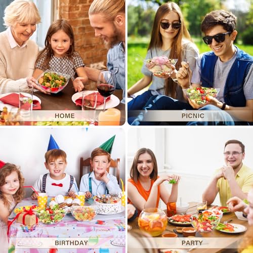 25 Pack Square Plastic Serving Bowls, 8 oz Clear Disposable Bowls for Snacks, Parties and Catering H432362