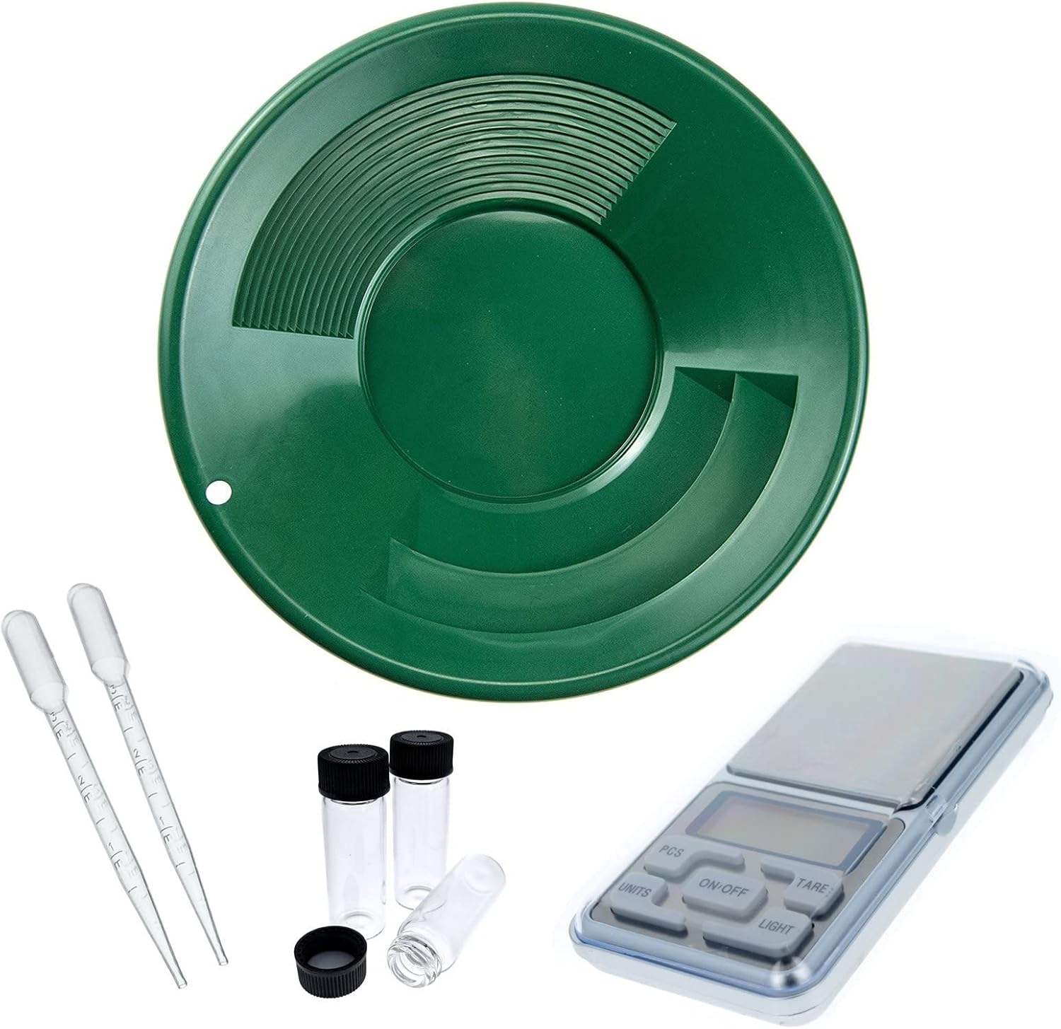 ASR Outdoor Gold Rush Gold Prospecting Pan Kit with Glass Vials Pocket Scale 7pc