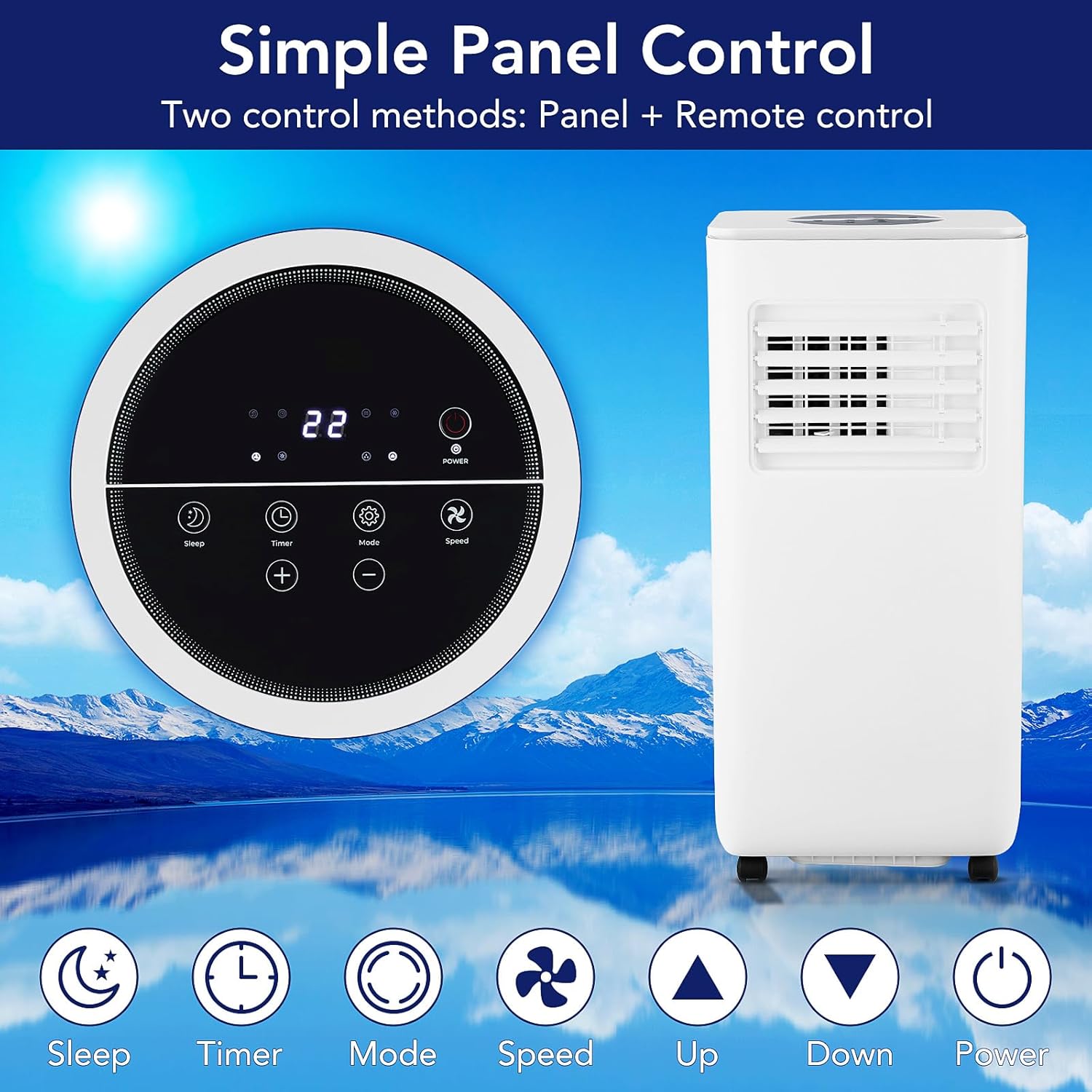 Portable Air Conditioner 10,000 BTU, Cooling up to 450 Sq.Ft, 3-in-1 with Dehumidifier & Fan Mode D14173