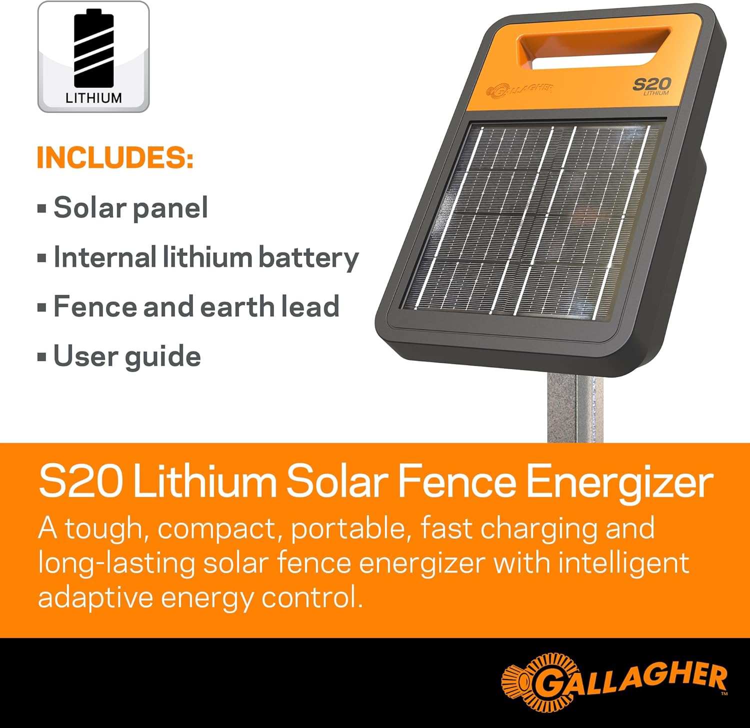 Solar Electric Fence Charger for Livestock and Gardens S6536