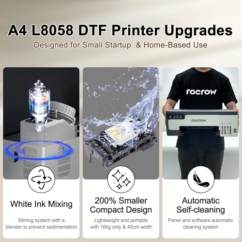 A4 T-shirt DTF Printer with White Ink Mixing, Roll Feeder, and Automatic Cleaning R39790