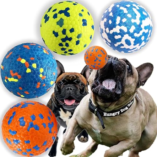 Hungry Dog Co.- Super Durable Premium Dog Balls -Pet Safe Dog Toys for Fun and Play. Very Bouncy and Durable -Great for Aggressive Chewers -Stimulating Colors and Patterns -1 Blue w/White 2.5” Ball