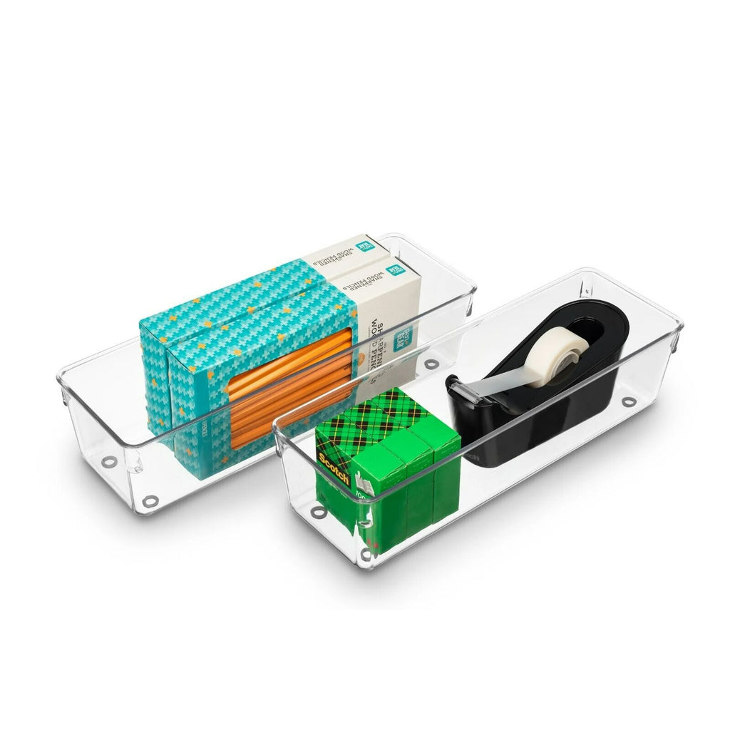 Clear Drawer Organizer 2 Pack, Large Storage Trays for Kitchen W3050
