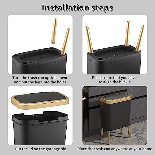 Modern Narrow Trash Can with Lid, 4 Gallon J9716