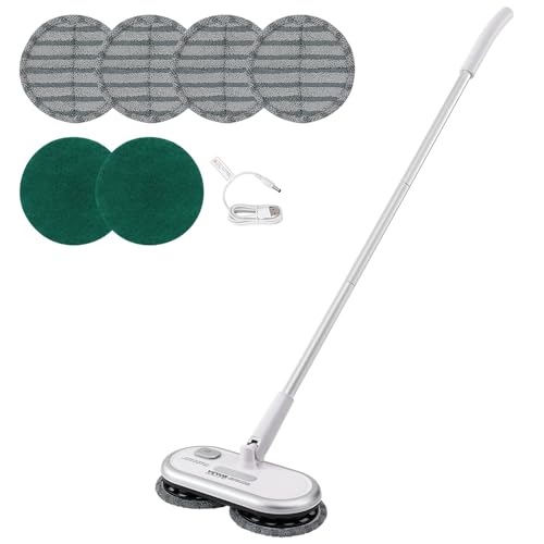 VEVOR Cordless Electric Mop, Up to 70 mins Powerful Battery, Electric Spin Mop with Dual Spinning Mop Heads, 4 Microfiber Pads & 2 Floor Scrubber Pads, for Hardwood Floor/Bathroom/Tile Floor Cleaning