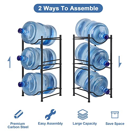 3 Tier Water Bottle Jug Storage Rack, Detachable, Black V62474