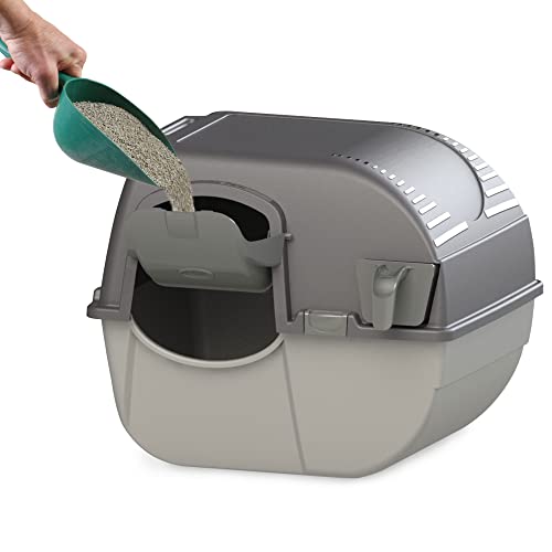 Self-Cleaning Litter Box with Integrated Litter Step and Sifting Grill, Gray Z819134