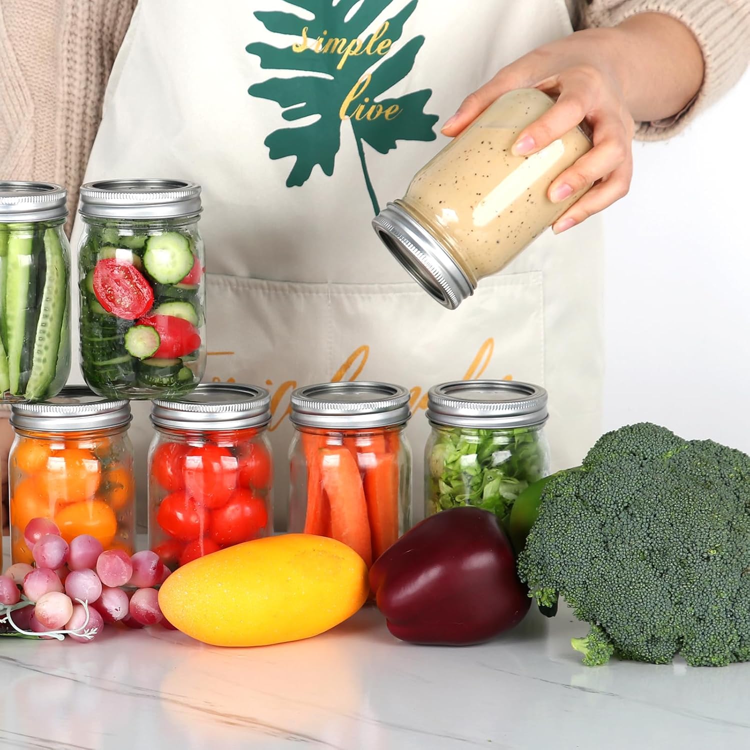 12 oz Glass Mason Jars with Airtight Lids, 8 Pack for Canning and Meal Prep X461
