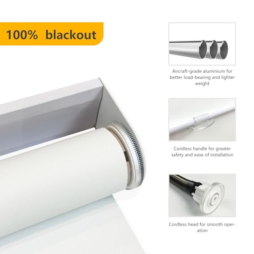 White Cordless Blackout Roller Blind for Windows F9164
