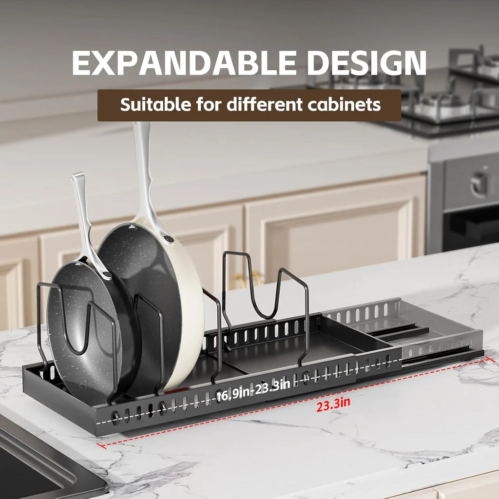 2 Pack Expandable Pull Out Cabinet Organizer with 10 Adjustable Dividers for Kitchen Drawers O15196