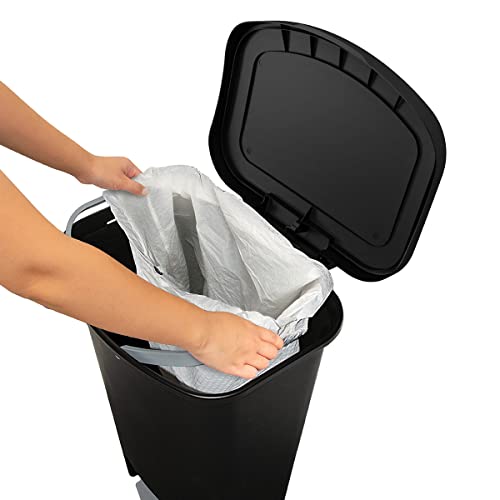 13 Gallon Trash Can with Step Pedal, Black K3418