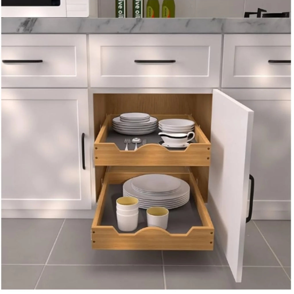 Pull Out Cabinet Organizer 20W x 21D, Wood Drawer Shelf N826
