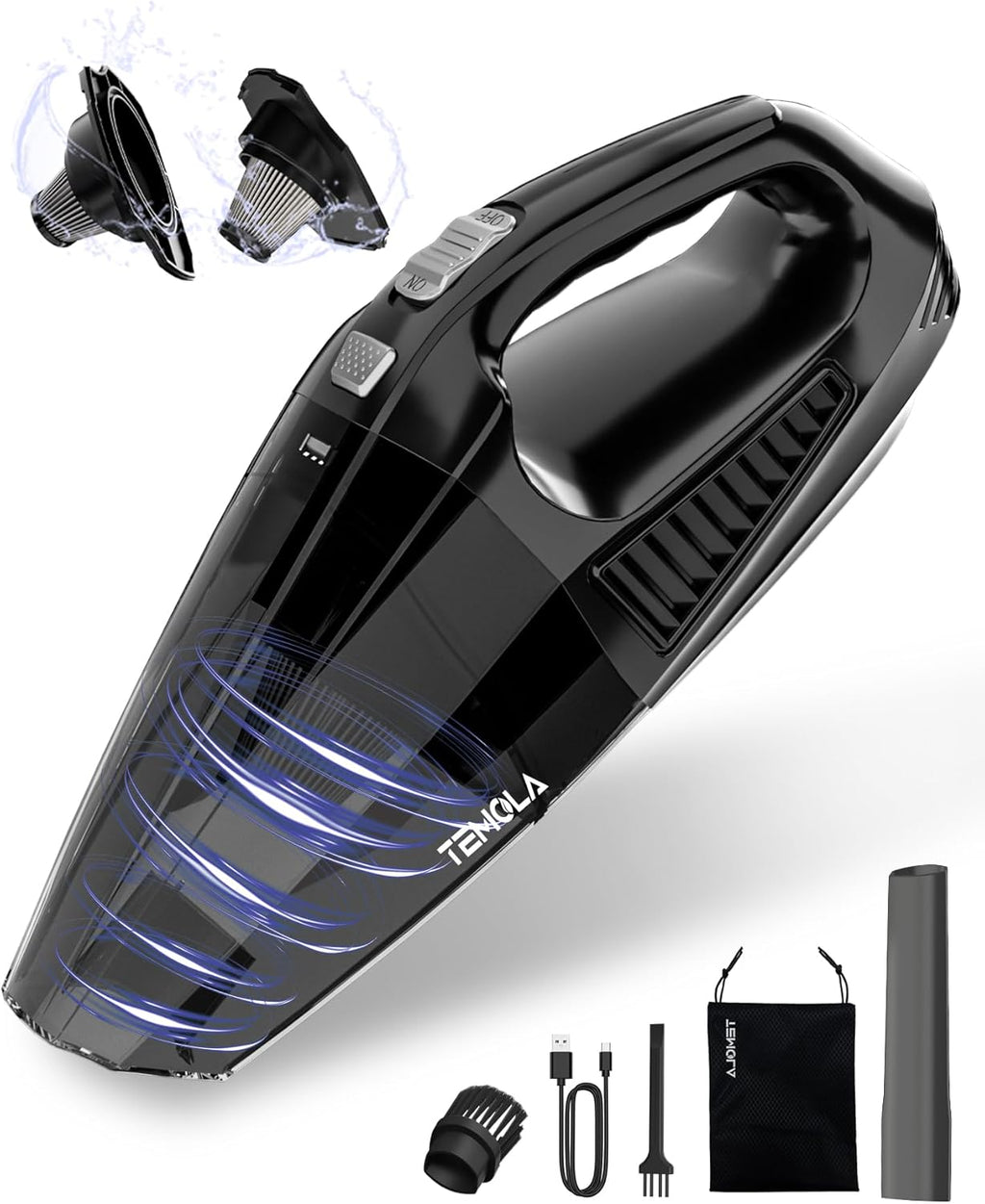 TEMOLA Handheld Vacuum Cordless, Car Vacuum Cleaner with Brushless Motor 12000Pa, Hand Vacuum Cordless Rechargeable with Stainless HEPA Filter, Mini Vacuum Car Accessories for Office and Home Cleaning