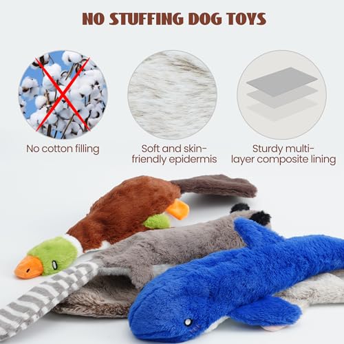 2-in-1 Crinkle Dog Toys with Soft Fabric, Holds Water Bottles, Large Size Stuffless Squeaky Toys M106