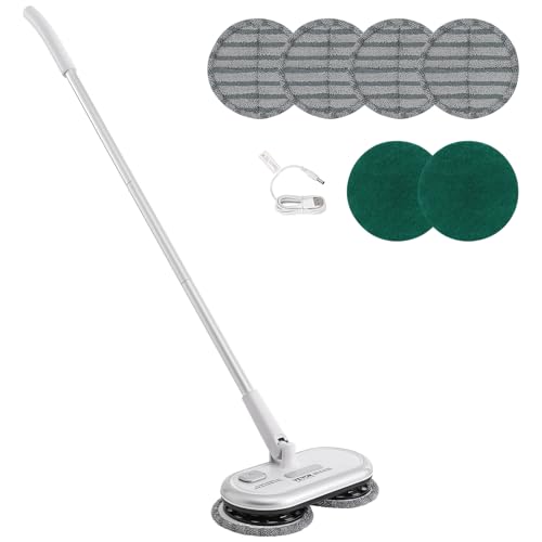 Cordless Electric Spin Mop with Dual Spinning Heads for Hardwood, Tile, and Bathroom Floor Cleaning B51780