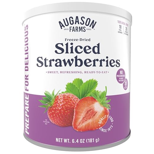 Augason Farms Freeze-Dried Sliced Strawberries Resealable Pouch 1.41 oz.