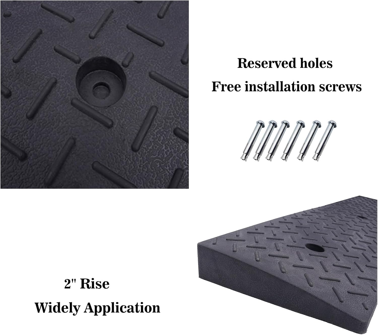 2 Pack 2" Rise Rubber Curb Ramp Heavy Duty 3 Tons Driveway Car Slope G550690