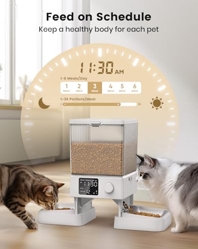 Automatic Cat Feeder with WiFi, Timed Dry Food Dispenser for 2 Cats K318