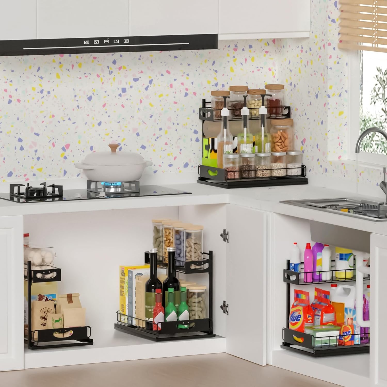 Under Sink Organizer with Pull-Out Drawers, 2 Pack, White E7727