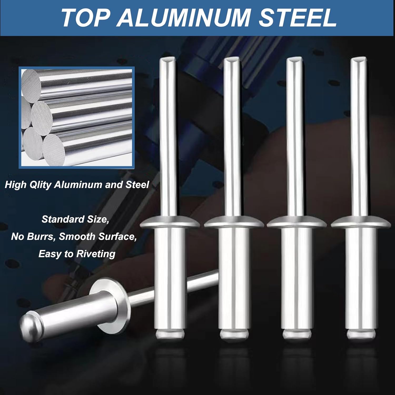 Pop Rivets Assortment Kit, 14 Sizes Aluminum Blind Rivets L5394
